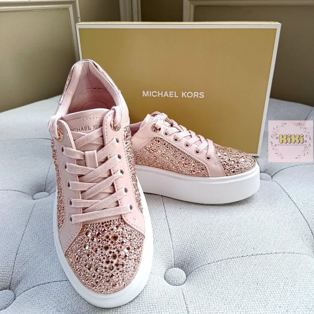 Michael Kors Romey Embellished Platform Sneaker Pink 49F5RMFS1S